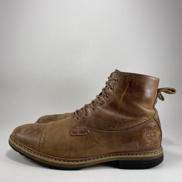 Timberland West Haven Boots Mens Size 9.5 Brown Leather Lace Up Side Zip Cap Toe - Picture 3 of 11